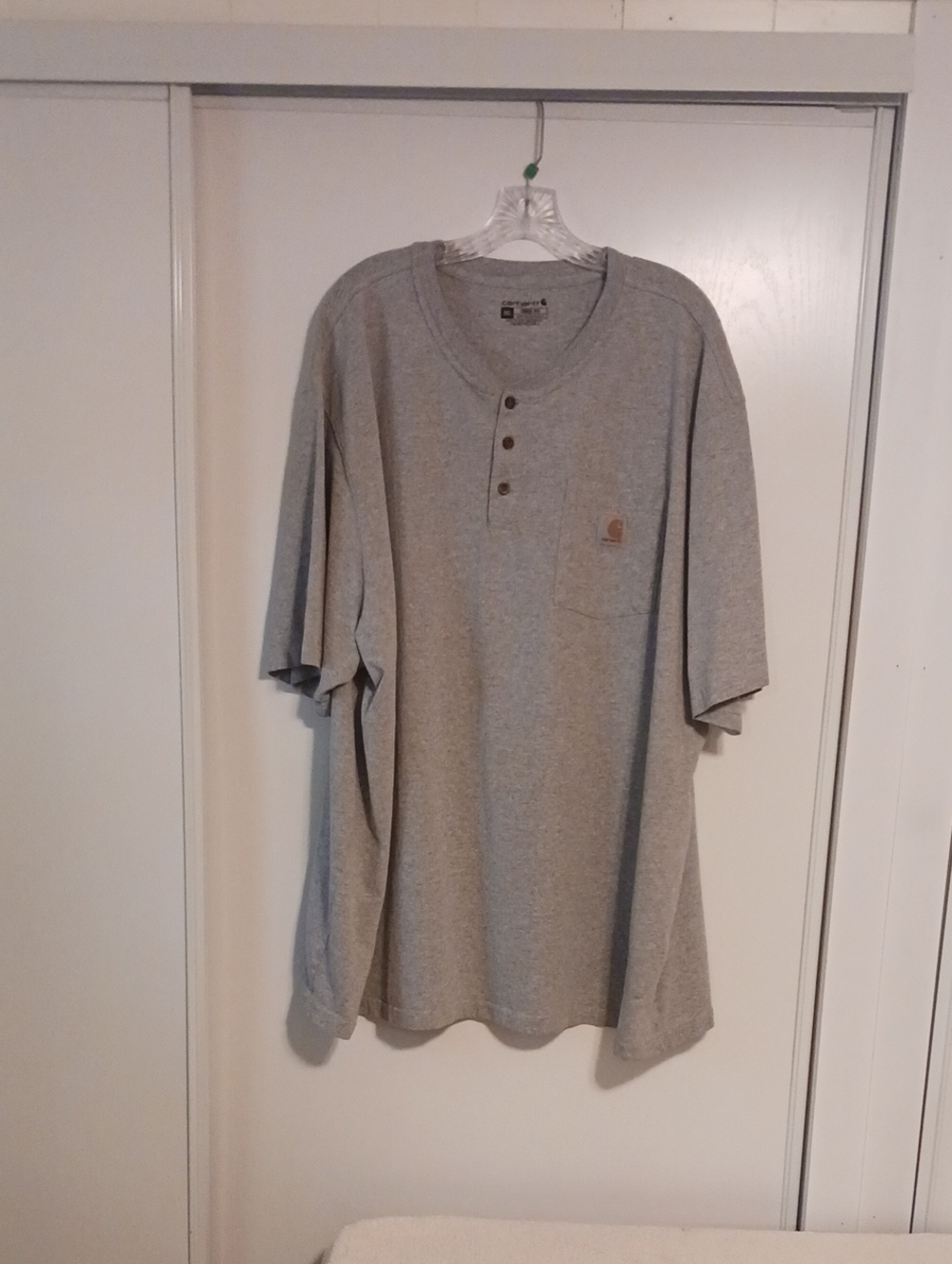 Carhartt 3XL Gray Short-Sleeve Henley with Pocket K84 HGY